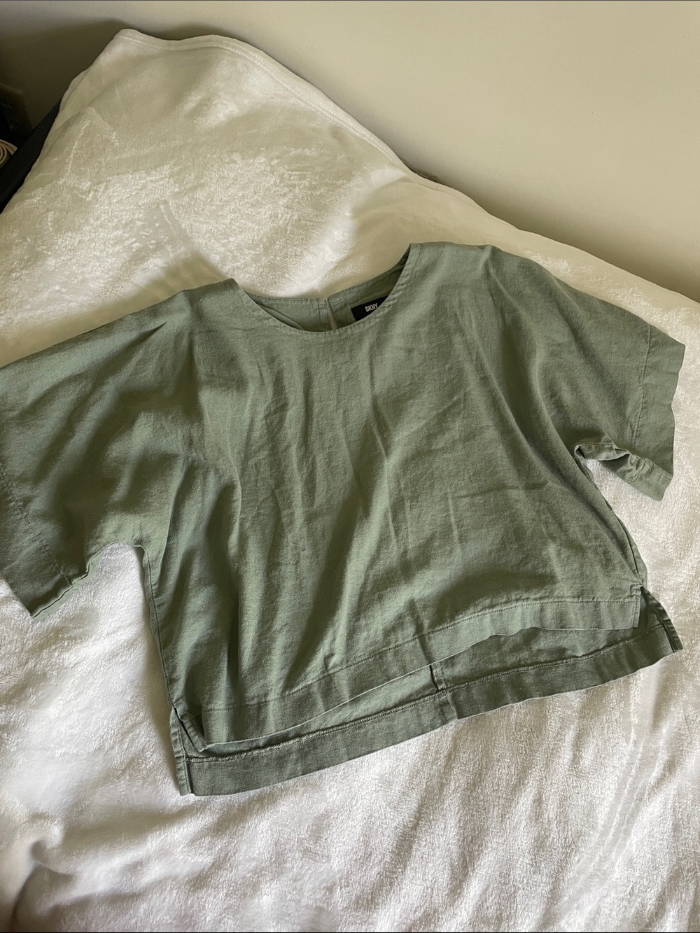 DKNY Olive Green Boxy Short Sleeve Top